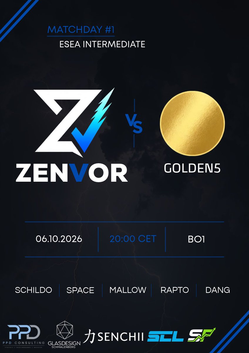 Zenvorgg's tweet photo. MATCHDAY #1 | ESEA INTERMEDIATE 🔥

Neue Season, neue Liga.

Nach unserem Aufstieg in die ESEA Intermediate starten wir heute in die neue Season. Zum Auftakt geht es gegen GOLDEN5!

Das Ziel für heute ist klar: gut in die Season starten, unser Spiel durchziehen und direkt den ersten Win holen.

Heute gibt’s außerdem eine kleine Premiere: Unser Game wird zum ersten mal live auf unserem Zenvorgg Twitch Kanal übertragen und von unserem Orga Leiter P4co begleitet. Mal schauen, was er da fabrizieren wird.

⚡️📺 https://t.co/oGUIwLFUJD

GLHF!

@SchildoCS 
@0711Space 
@mallowcs 
@RapToCS 
@1017dang 
@tabbz1337 

#UnitedAsZenvor #ESEA #ESEAIntermediate