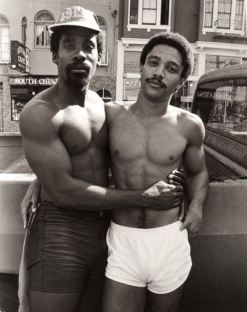 Zen_active's tweet photo. Thyrell and Chris
1986!!!

During the hot summer afternoon right outside the pendulum bar, Thyrell(works as a doorman) and Chris Costa (law student) shared a beautiful photo together as lovers.

 Representing the transparency in Black queer love, joy &amp; pronounced visibility.

🖤 https://t.co/eHih98HcVO
