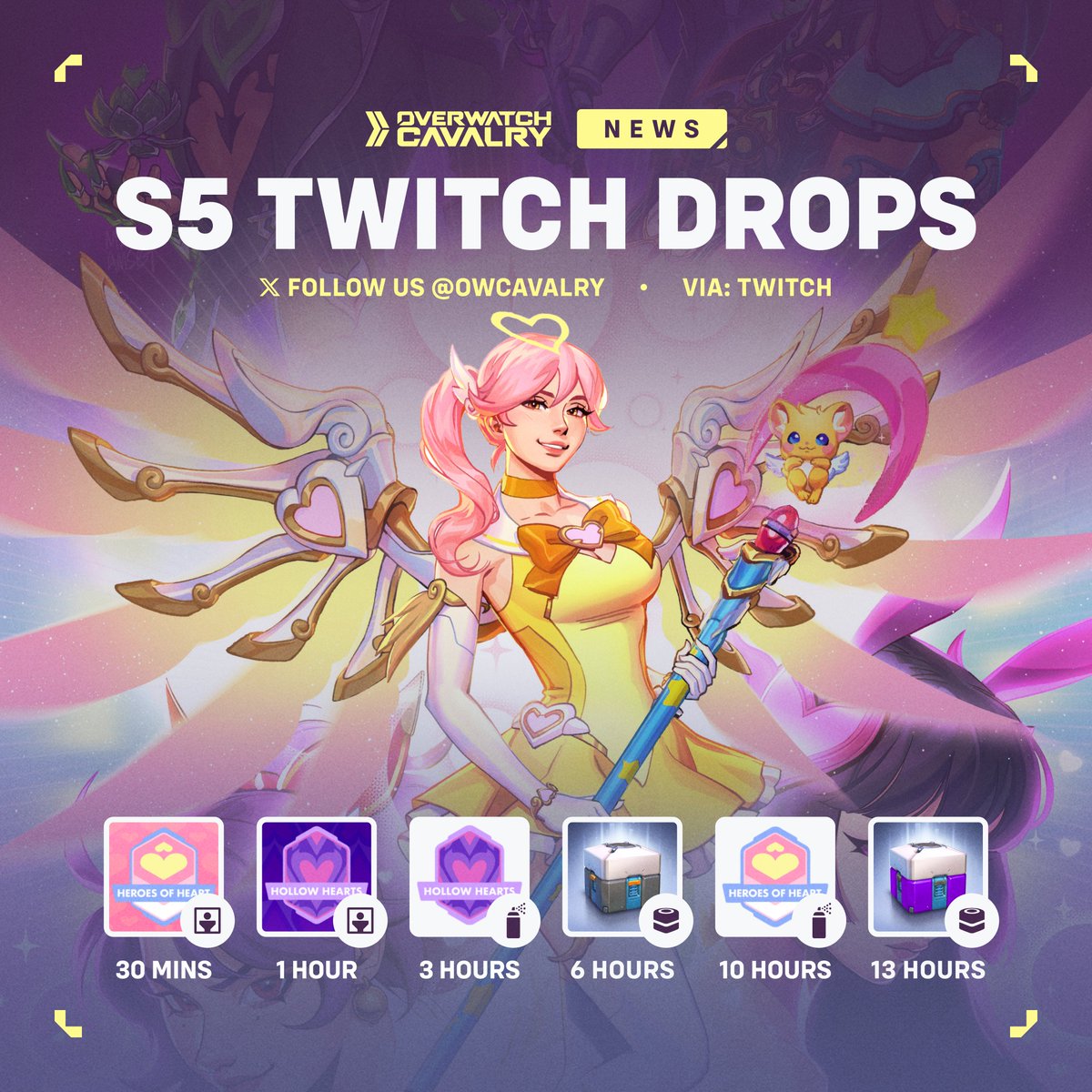 OWCavalry's tweet photo. New #Overwatch Twitch Drops 🎁

Tune in to any Overwatch streamer to earn new Dokiwatch cosmetics, along with a Common Loot Box at 6 hours and an Epic Loot Box at 13 hours.

🗓️ Available: Oct 06 - Nov 02 https://t.co/RLRsvZJwZW