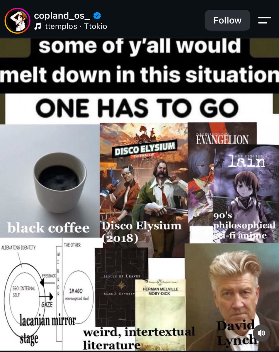 TRVEWOKECANDIDE's tweet photo. Who else can relate to this post? I think that if someone tried to take away my David Lynch and Lain and black coffee I’d do something really bad to them 😅 https://t.co/69oET0zNaG