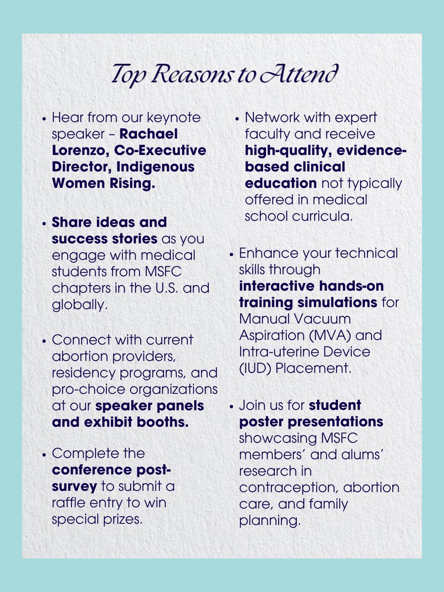 MSFC's tweet photo. Join us at the 2026 Conference on Family Planning, as we bring together MSFC members, alums, and expert faculty for an in-person gathering to address divides in reproductive health, equity, and justice through medical student education, training, and advocacy. ⁠ https://t.co/PXFoDkIGFL