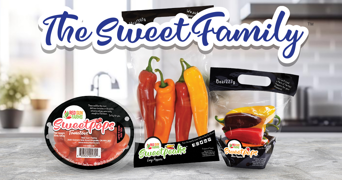 ShopRedSun's tweet photo. Our Sweet family products combine flavour and sweetness your family will love! Sweetpops bite-sized tomatoes are irresistibly juicy snacks. Sweetpeps mini peppers come in a convenient resealable bag for #snacking anywhere. Sweetpeaks long peppers add color &amp; crunch to any recipe https://t.co/5oOJXPxF5V