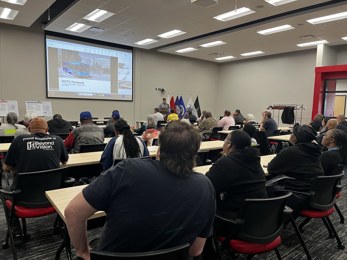 BeyondVision_WI's tweet photo. Today we welcomed representatives from the Milwaukee County Transit System (MCTS) for an open discussion.

Thank you to everyone who showed up, asked questions, and shared how these changes could impact daily life. 

Let’s continue to stand together and make our voices heard. https://t.co/ZxR594eocQ