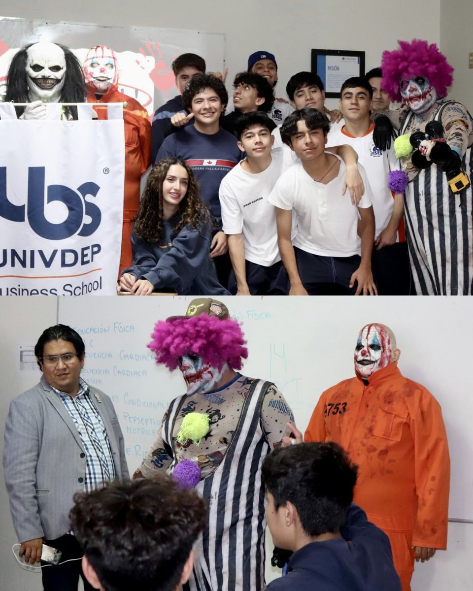 UNIVDEP's tweet photo. ¡El terror continúa en UBS! 👻

Más fotos de nuestra comunidad de Media Superior disfrutando de la emoción, las sorpresas y el terror con la visita de los personajes del Festival del Terror de Six Flags. 🎃

#UNIVDEP #UBS #FestivalDelTerror #SixFlags #Terror #Halloween https://t.co/H6kfNjYCAB