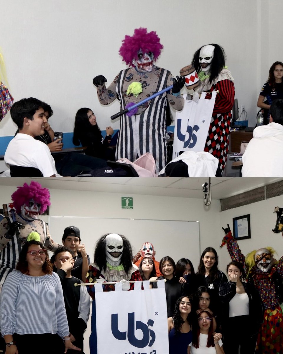 UNIVDEP's tweet photo. ¡El terror continúa en UBS! 👻

Más fotos de nuestra comunidad de Media Superior disfrutando de la emoción, las sorpresas y el terror con la visita de los personajes del Festival del Terror de Six Flags. 🎃

#UNIVDEP #UBS #FestivalDelTerror #SixFlags #Terror #Halloween https://t.co/H6kfNjYCAB