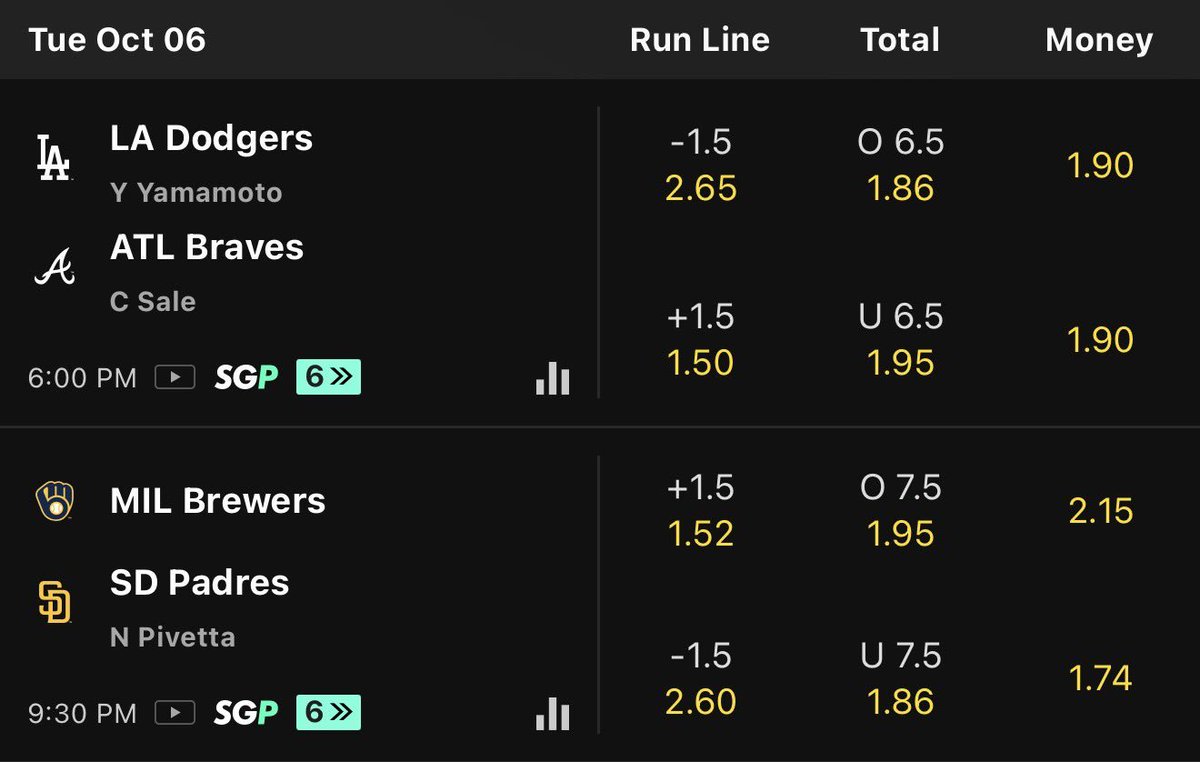 edgehunterplays's tweet photo. MLB Playoffs BEST BET⚾️

This one is way too easy…

🔁+❤️ for my Play of the Day! https://t.co/EXr1tHtqoT