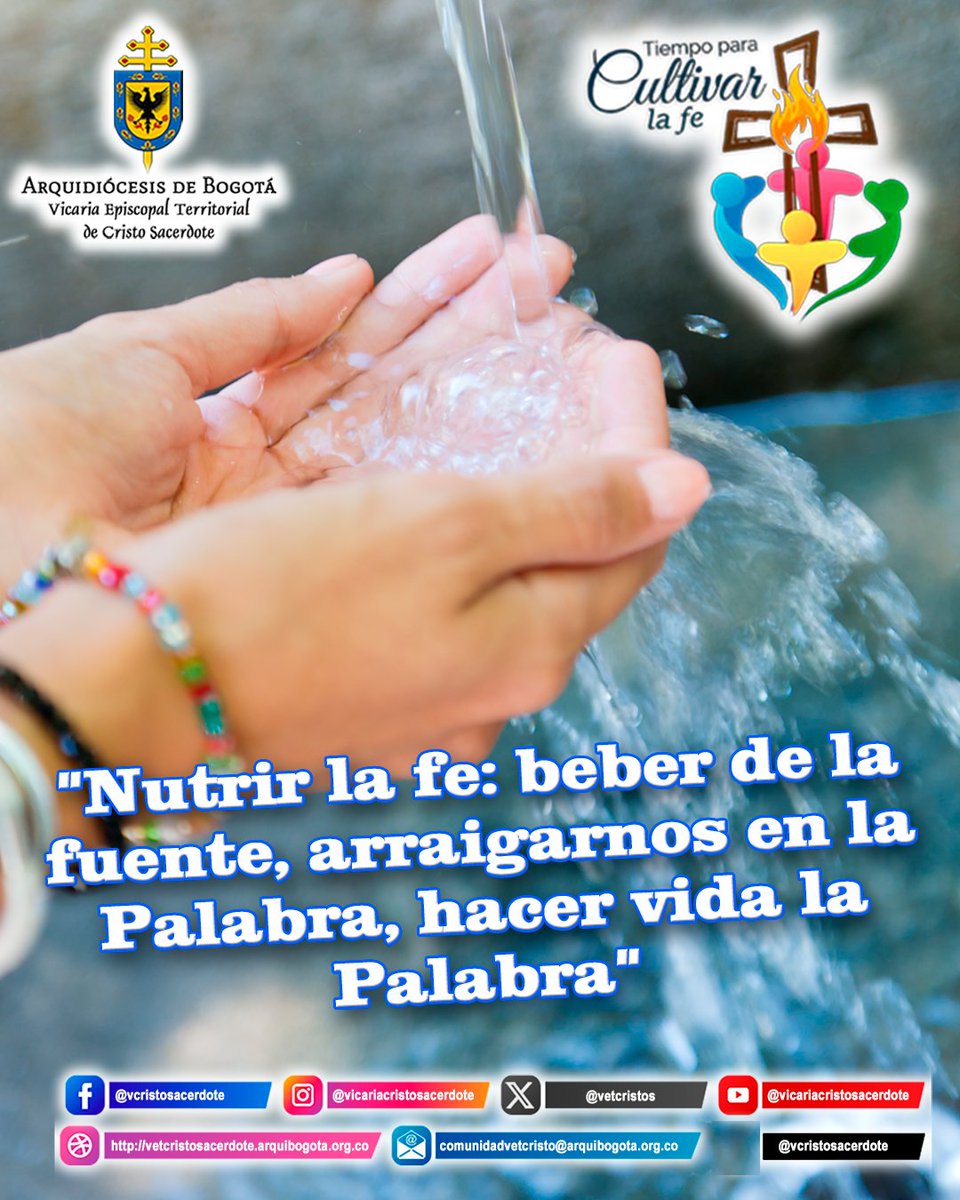 vetcristos's tweet photo. "Nutrir la fe: beber de la fuente, arraigarnos en la Palabra, hacer vida la Palabra"

#cultivarlafe #Vicariacristosacerdote #nutrirlafe #palabradelseñor https://t.co/H43p1aBBoF