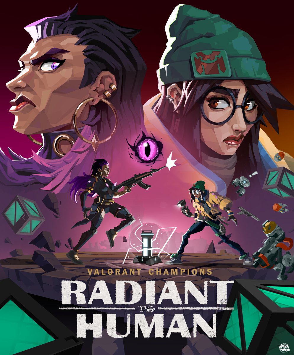 dvainessa_faj's tweet photo. Champions Radiant vs Human art concept I made! Based on the official poster for Champs. Progress below!

#killjoy #reyna #valorant https://t.co/Ag3B8JLEDw