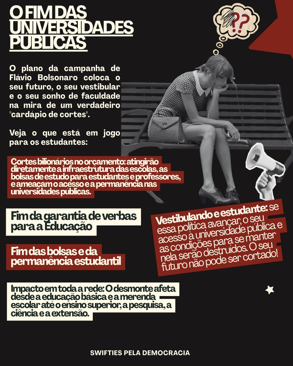 ididsmthingbad's tweet photo. EI, ESTUDANTE! Vai prestar vestibular esse ano? O seu futuro está em risco! 📢

É hora de unirmos nossa força pra defender a educação pública e o nosso direito de sonhar. 

Vamos juntos no vira-voto pro Lula!
#SwiftiesPelaDemocracia https://t.co/jp7RkTaDt8