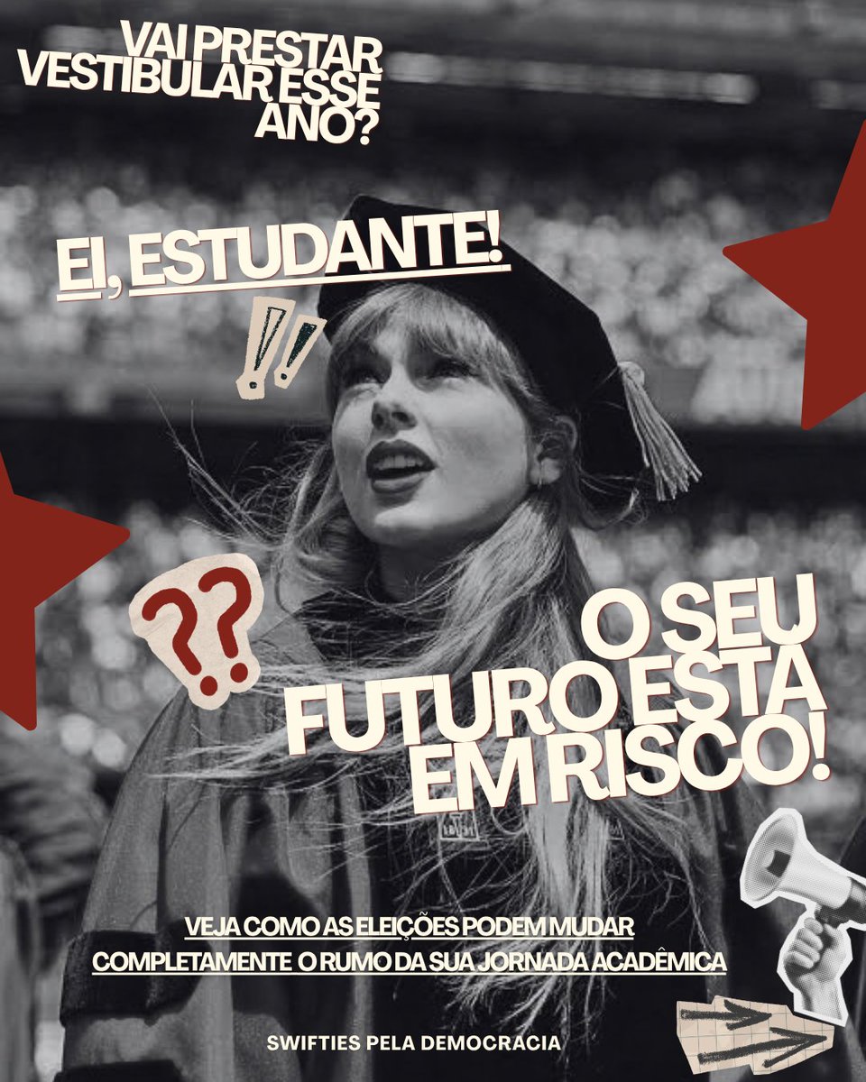 ididsmthingbad's tweet photo. EI, ESTUDANTE! Vai prestar vestibular esse ano? O seu futuro está em risco! 📢

É hora de unirmos nossa força pra defender a educação pública e o nosso direito de sonhar. 

Vamos juntos no vira-voto pro Lula!
#SwiftiesPelaDemocracia https://t.co/jp7RkTaDt8