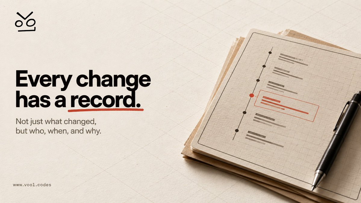 voolcodes's tweet photo. Every change has a record. VOOL tracks what changed, who triggered it, when it happened, and why, so actions never disappear into an untraceable workflow.

https://t.co/6mbEBsF0aJ
 #Solana #VOOL https://t.co/KbeCiCh5Ft