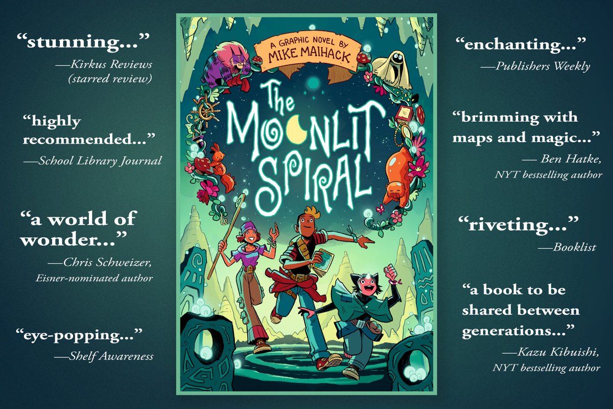 mikemaihack's tweet photo. My fantasy graphic novel, THE MOONLIT SPIRAL, is out today! A lot of kind things have been said about it. I hope others enjoy it too. 🌕🌀 https://t.co/EOiK5CiiVO