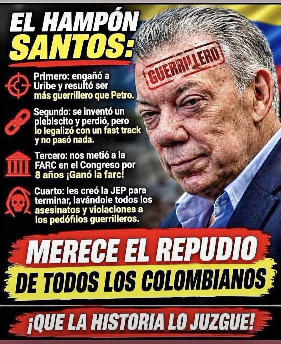 eddyolivella's tweet photo. Narco FALSA PAZ del bandido @JuanManSantos hay erradicarla. https://t.co/8EKxD34Krk