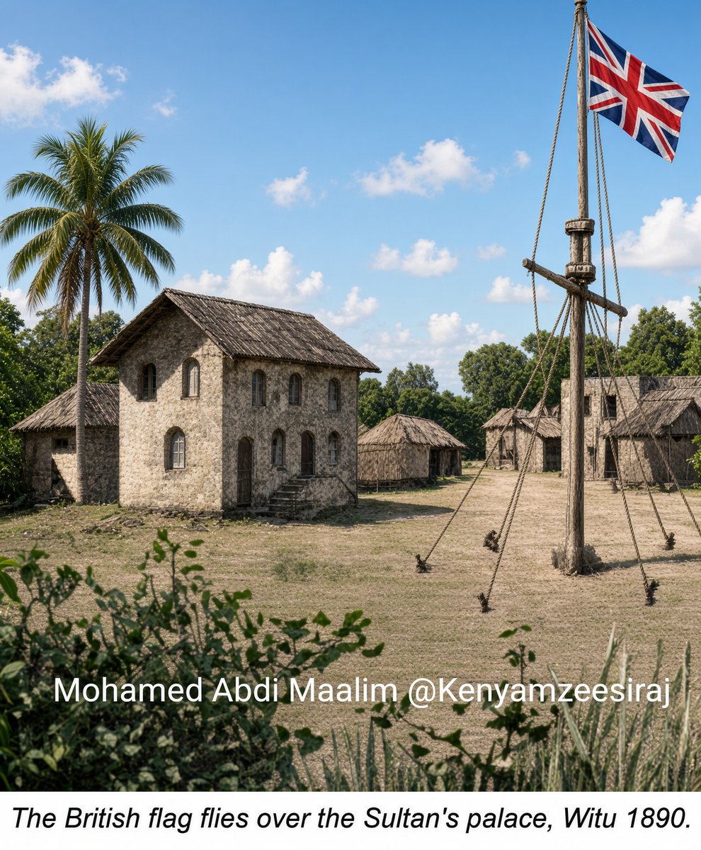 mzeesiraj's tweet photo. Image:
Brief history of #Kenya's 🇰🇪 past #Witu Sultanate of East- #Africa in 1911.
Image:
Sultan-#Majid of #Zazibar Sultanate.
(top L&R).
Image coloured with @grok.
Carl- #Peters of #German East-#Africa in discussion with his #Somali soldiers from present day #Somaliland and #Puntland, recruited from #Aden; in #Witu Sultanate's Capital, in present day #Witu town- #Lamu county.
Image coloured with @Grok:
#British flag in defeated #Witu #Sultanate's Palace compound.
(bottom L&R).
Carl-#Peters and his #Somali soldiers brutal armed pacification of #Kenya's 🇰🇪 #Galla, #Masai, #Kikuyu, and #Elgeyo (#Keiyo) tribes in the interior: paved the way for #Britain's (#UK 's🇬🇧 ) easy armed pacification of #Kenya 's 🇰🇪 #Giriama, #Masai , #Kikuyu and #Nandi tribes, to achieve her East-#Africa Protectorates and Colonies 1890s-1960s.
#Witu Sultanate was home for free and runaway #Kenyan slaves, from present day #Jubaland- #Somalia 🇸🇴 and #Zanzibar.
#Kenyans achieved their forceful armed Independence struggle from #Britain (#UK 🇬🇧 ), in her Mount-
#Kenya region on December 12 1963.
#Kenya's 🇰🇪 future economic freedom in present #Dangote East-#African Refinery, in her #Lamu county and Archipelago; should not be sabotaged, within or without her Internationally recognised borders on Land and sea.
@WilliamsRuto, @MusaliaMudavadi,
@GovernorTimamy, @DangoteAfricaa, @HusseinMohamedg, @Kenyans .