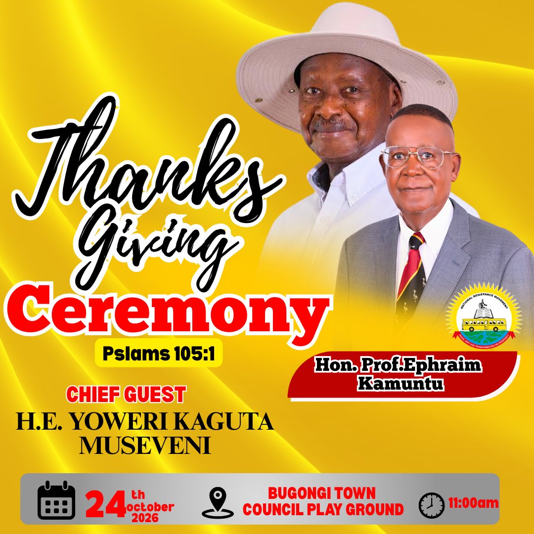 KamuntuProf's tweet photo. Join us, people of Sheema and all Ugandans, as we fellowship in gratitude to the Almighty for His abundant blessings upon our nation. 
We are highly honored to host H.E @KagutaMuseveni as our Chief Guest for this thanksgiving celebration. Praise be to God! https://t.co/nIivBJMMDd