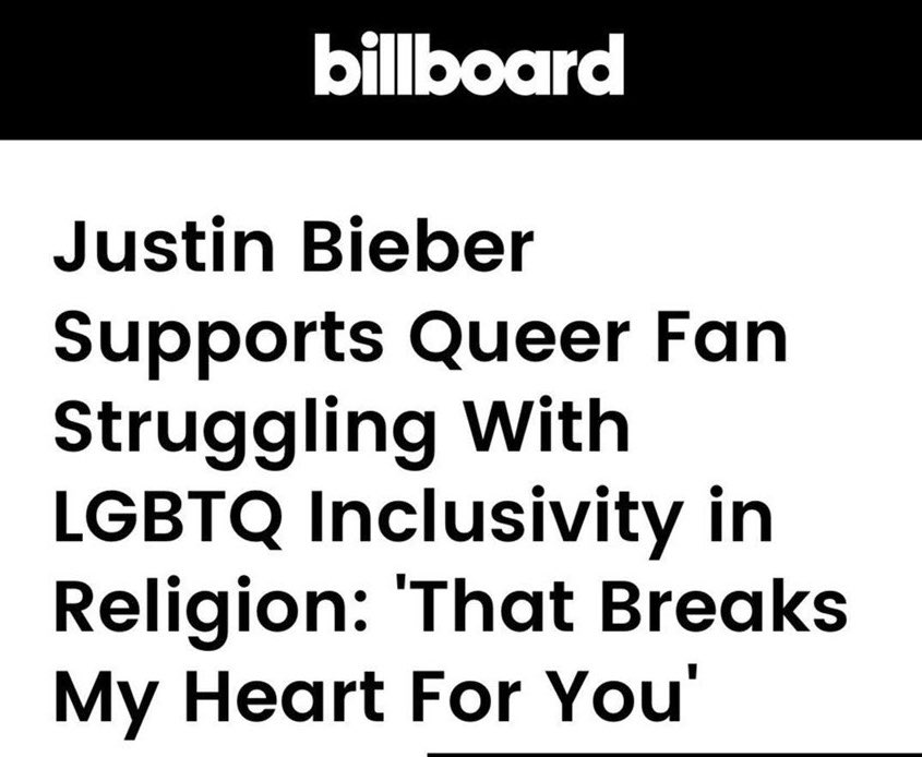 biebrupdates's tweet photo. Justin Bieber também já se manifestou sobre bullying homofóbico.

Bieber comentou publicamente o caso de um garoto que morreu por suicídio após sofrer bullying relacionado à sua orientação sexual, chamando atenção para os impactos da homofobia.

O tema voltou a repercutir quando usuários passaram a fazer comentários sobre um vídeo de Bieber com um amigo, associando a interação entre os dois a estereótipos sobre homossexualidade.