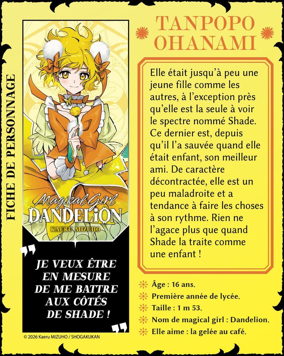 AKATAmanga's tweet photo. Connaissez-vous Tanpopo Ohanami, l'héroïne de "Magical Girl Dandelion" ? 🥰

Pourra-t-elle devenir une magical girl lorsque son plus précieux allié, Shade, est aussi l'ennemi qu'elle doit combattre ?

👉 Retrouvez le tome 1 de "Magical Girl Dandelion" en librairie ! https://t.co/UByWN1SjpS