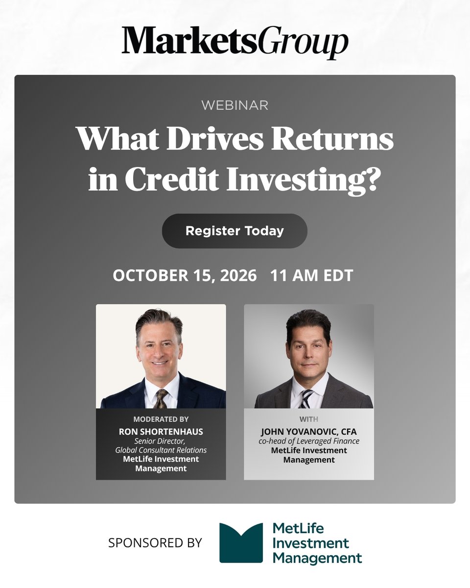 MarketsGrp's tweet photo. High yield, leveraged loans, structured credit, private lending. Credit investors have never had more choices, or more ways to take a risk they aren't being paid for.

So how much of a credit portfolio's return comes from the allocation call, and how much from picking the right securities?

On October 15, John Yovanovic and Ron Shortenhaus of MetLife Investment Management break down where durable returns in credit come from.

🔥 Register here: https://t.co/VdmesNrxqt

📅 Oct 15 | 🕚 11am ET / 8am PT | ⏱️ 45 minutes

#MarketsGroupWebinar