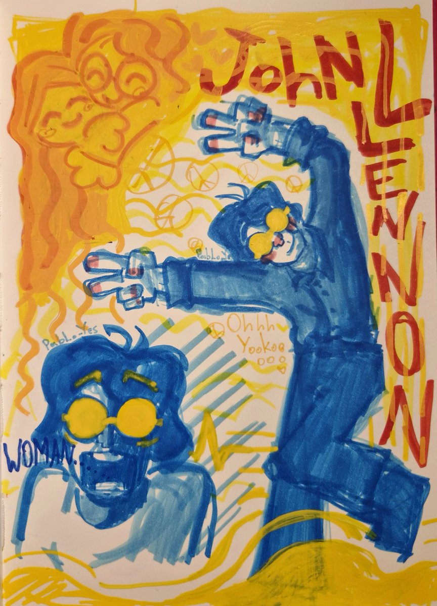 YesPabLoYes's tweet photo. A page from a sketchbook featuring John Lennon😋😋☮️
#JohnLennon  #TheBeatlesArt #TraditionalArt  #yespabloyes https://t.co/njQlwPgAeJ
