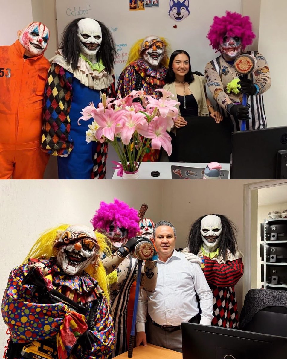 UNIVDEP's tweet photo. ¡Los administrativos de UBS también vivieron el terror y la adrenalina! 🎃

Nuestra comunidad administrativa recibió la visita de los personajes del Festival del Terror de Six Flags y vivieron momentos llenos de emoción. 🕸️

#UNIVDEP #UBS #FestivalDelTerror #SixFlags #Terror https://t.co/yUAzLTsLTS