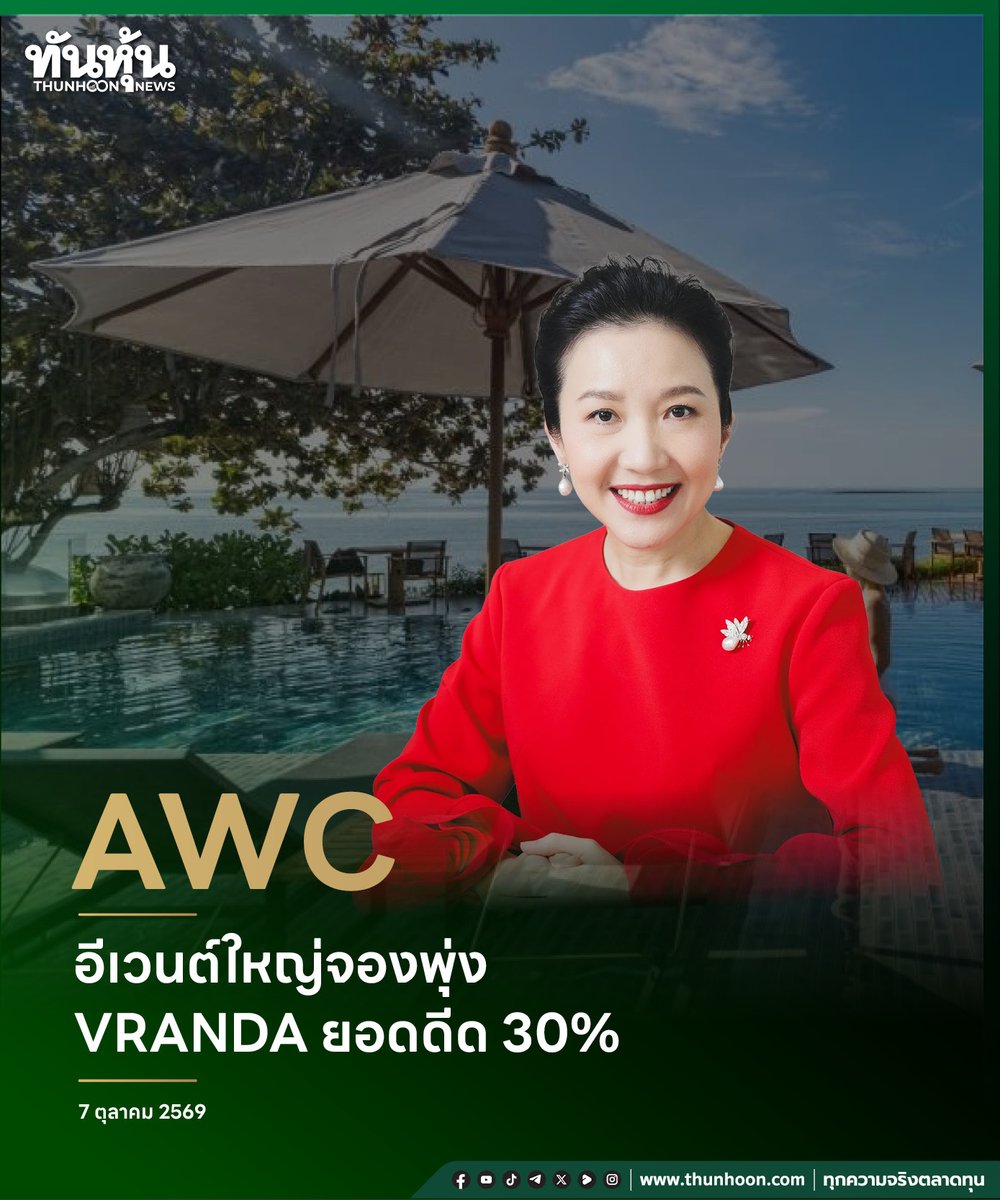 thunhoon1's tweet photo. AWC อีเวนต์ใหญ่จองพุ่ง VRANDA ยอดดีด 30%
อ่านรายละเอียด คลิก https://t.co/4COXhgMhYC
#AWC #VRANDA #SET #Thunhoon #ทันหุ้น #ทันหุ้นออนไลน์ https://t.co/HGPIkHL8tg