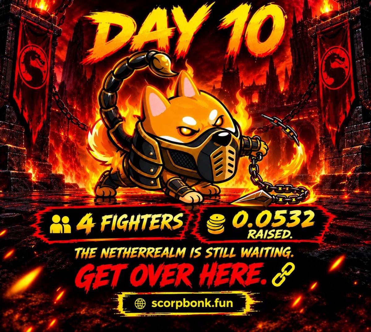 ScorpBonk's tweet photo. 🔥 DAY 10 — THE NETHERREALM IS WAITING 🦂
👥 4 FIGHTERS IN
💰 0.0532 BNB RAISED
The first fighters have entered. More are coming. ⚔️
🦂 SCORPBONK PRESALE IS LIVE
👉 https://t.co/bCECEIln9w

#SCORPBONK #BNBChain https://t.co/BQyNfBforq