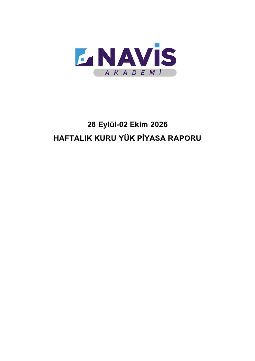 AkademiNavis's tweet photo. 28 Eylül-02 Ekim 2026 tarihli Haftalık Kuru Yük Piyasası Raporumuzu aşağıdaki linkte bulabilirsiniz.
https://t.co/9SlDiMyX1R https://t.co/kiQFrnZbq3