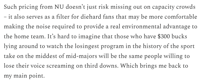 purplelineexp's tweet photo. some lower level tickets have also been sold or otherwise distributed by NU, though the price was only dropped for the upper bowl. also plugging this month's PLE newsletter, which discussed ticket prices and their impact on home field advantage: https://t.co/HuyNrTnWng https://t.co/oyZlSuUnt7