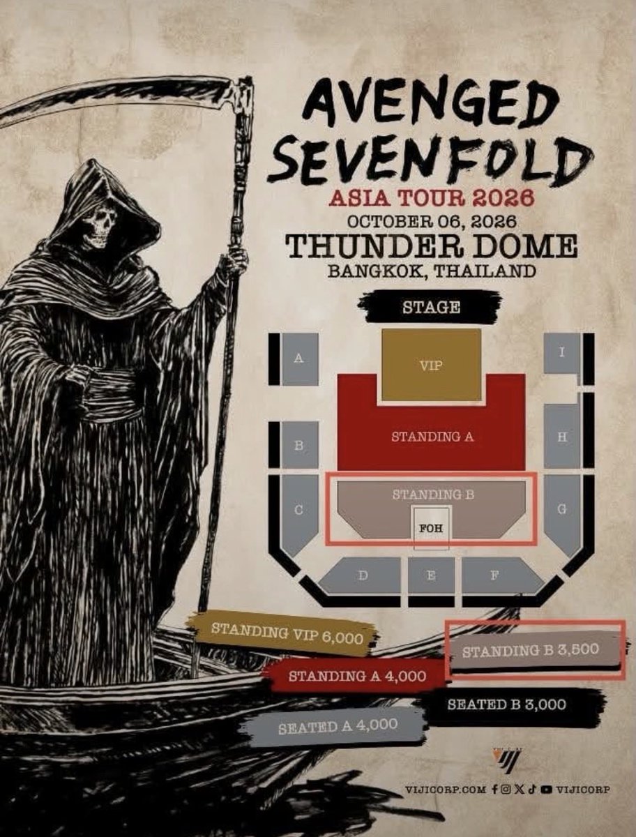 weploiii's tweet photo. ปล่อยบัตร Avenged Sevenfold Asia Tour 2026 In Bangkok (2ใบ)

วันที่ 7 Oct  Zone standing B ค่ะ เหลือมี 1 ใบ

ราคา 3,500 บาท/ใบ รวมค่า vat

สนใจเดมสอบถามได้ครับ
DM ทักมาสอบถามเพิ่มเติมได้นะคะ
IG weploiii

#A7X #Avengedsevenfoldliveinbkk #ปล่อยบัตร https://t.co/pZr6rOkYxc