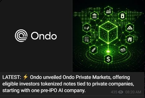 🔥 ONDO launches PRIVATE MARKETS — tokenized pre-IPO notes. The IPO you can trade before the IPO. Thread. 🧵

THE DROP ✅
Ondo Private Markets: tokenized notes t