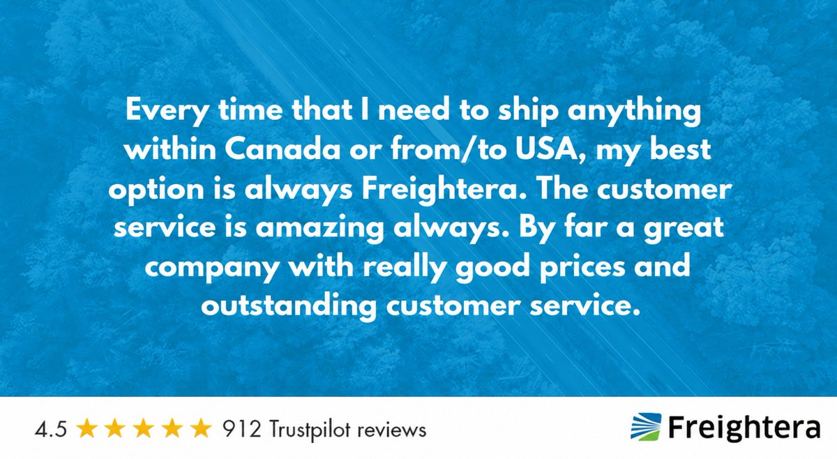 Freightera's tweet photo. Repeat customers are the best kind of compliment! 💙 We’re glad to be the team they turn to for shipping across Canada and beyond. 🚛 https://t.co/wkdh4fkEr4
