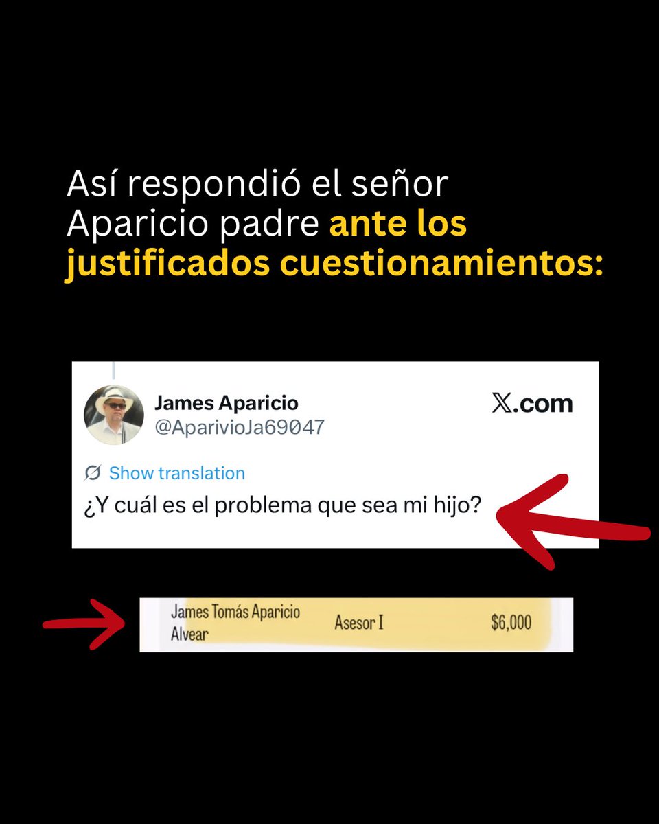 freddypitti's tweet photo. @ivan_ge13 @Mayer El hermano de Mayín ya ni es funcionario. Lo que sí me afecta directamente como contribuyente es que el hijo del dueño de medio este nombrado como “asesor” por $6mil. Seguro que con eso si estás cómodo. Cuento no! #ConflictodeInteres https://t.co/KyC6l9oJF1