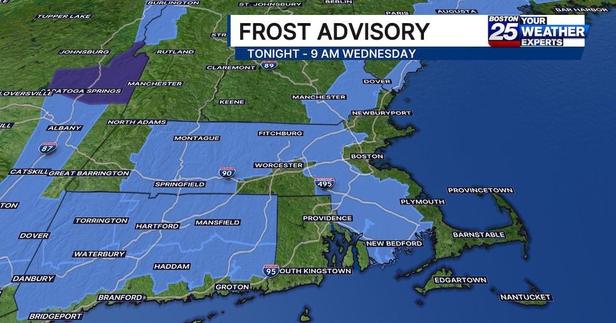 boston25's tweet photo. Freeze warning, frost advisory issued in Massachusetts https://t.co/vhsg7CGcRr https://t.co/6SWNdNXRJ1