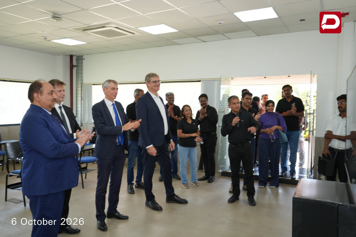 DynamaticTech's tweet photo. Today we were honoured to host Dassault's Leadership Team members Bruno Coiffier, Emmanuel Maygnan, and Harvansh Batra.

Together, they reviewed the development of the new Falcon 6X Section 5 Assembly Line, detail parts industrialisation, and inaugurated our in-house Skill Center. @Dassault_OnAir