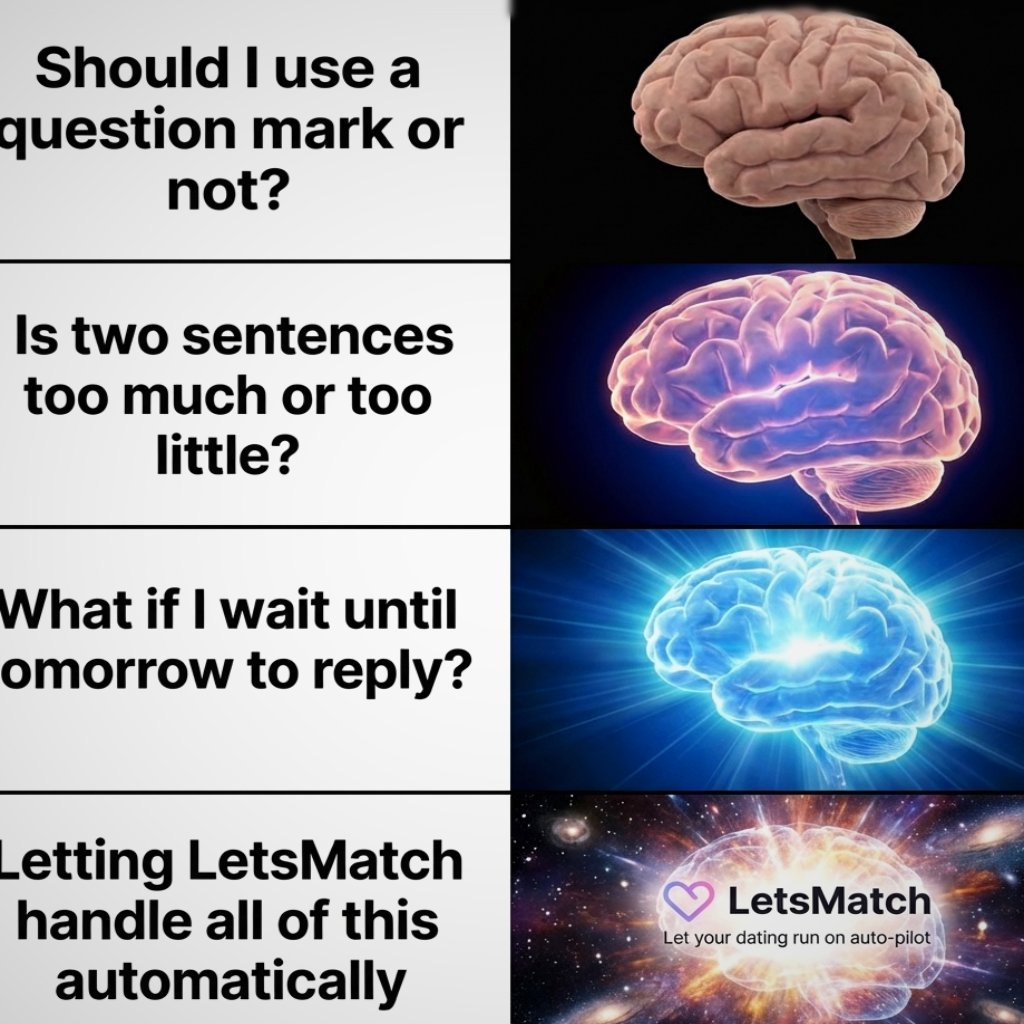 spiceletsmatch's tweet photo. The sheer mental bandwidth consumed by the trivial decisions that shouldn't matter at all. Should I use an emoji? Does this sound too formal? Hit send or let it sit? Double-tap or play it cool? We really need to stop wasting our cognitive resources on this stuff https://t.co/VKqB3ymzY7