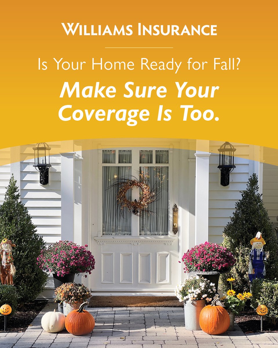 Williams_Ins's tweet photo. Cooler weather, increased rainfall, and the start of heating season can all create new risks. If it's been a while since your last review, now is a great time to make sure your coverage is ready for whatever the season brings.

Reach out to our team today and let's take a look! https://t.co/MEVkF5x56Y