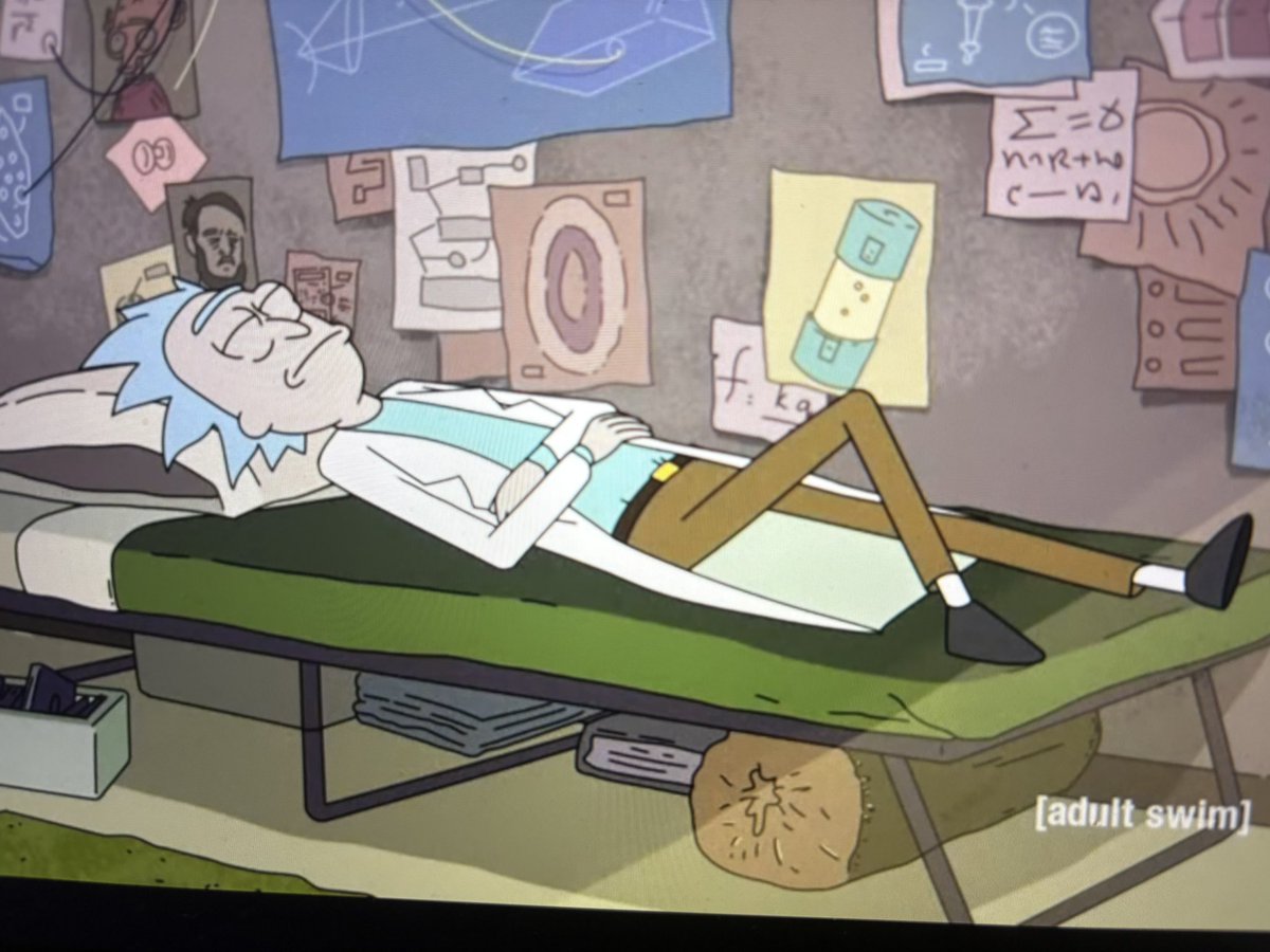 pinkienjoy's tweet photo. why rick got a log of wood under his bed 😭😭😭😭😭 https://t.co/zlnOYn5Vaj