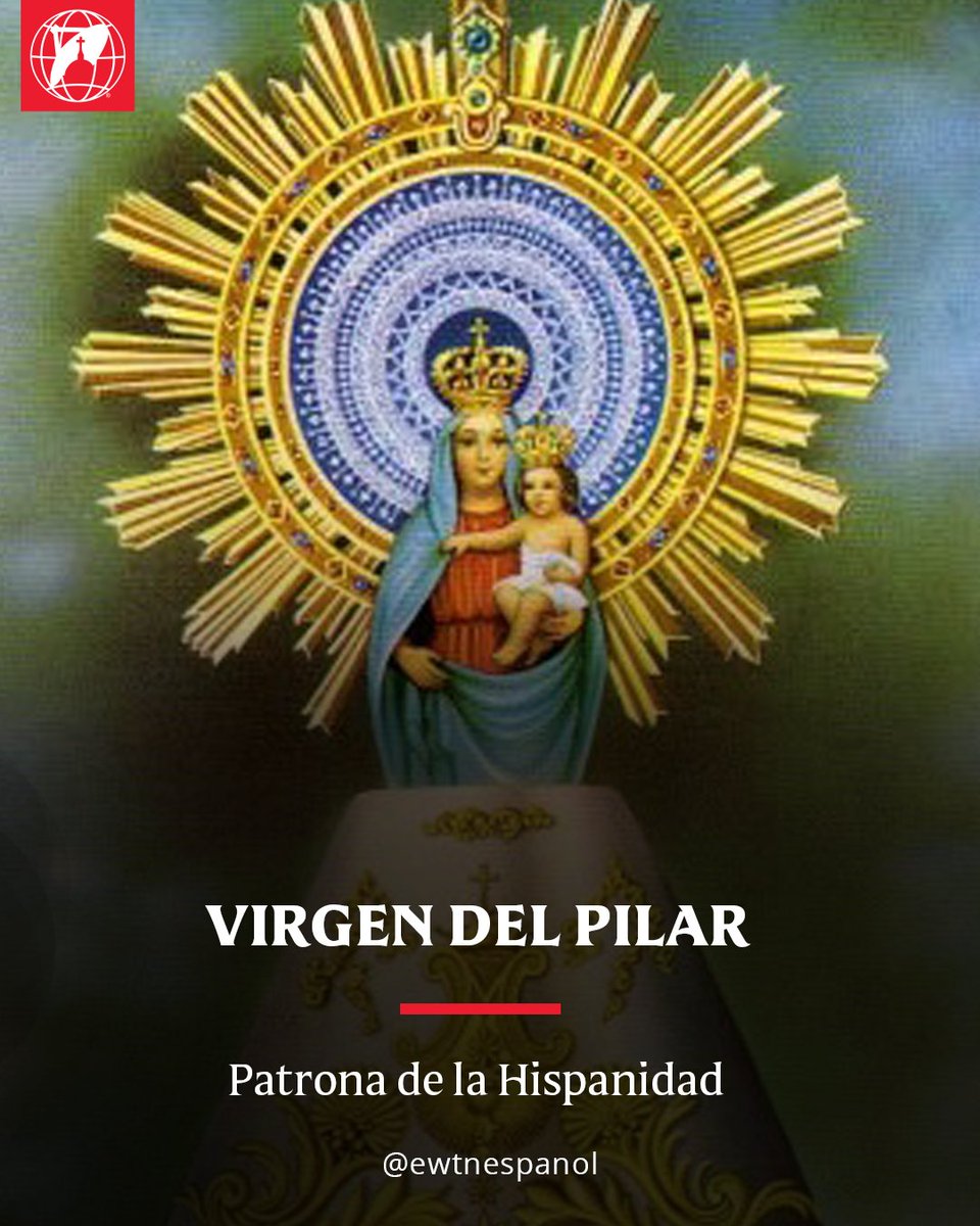 EWTNespanol's tweet photo. 📷12 DE OCTUBRE |  La Virgen del Pilar se apareció al Apóstol Santiago durante la evangelización de España en el año 40 después de Cristo; es la aparición mariana más antigua reconocida por la Iglesia.
El apóstol Santiago, desanimado por las grandes dificultades que estaba atravesando para evangelizar España pidió una señal. La señal vino de la misma Virgen Maria, quien en ese momento vivia en Tierra Santa, pero con el don de la bilocación, se le apareción en un pilar y  le animó a seguir adelante y le hizo la promesa, que mientras estuviera ese pilar en pie, habría verdaderos discípulos de su Jesús en España.
En el siglo XVIII se nombró a la Virgen del Pilar como patrona de todos los pueblos Hispanoamericanos.