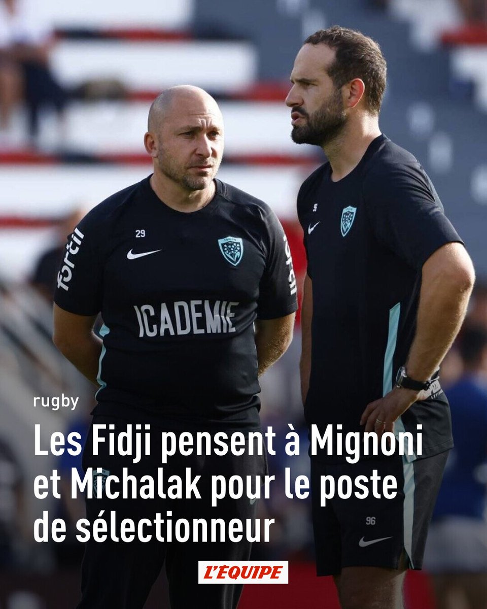 lequipe's tweet photo. À la recherche d'un sélectionneur, si possible français, la Fédération fidjienne serait intéressée par Pierre Mignoni ou Frédéric Michalak ➡️ https://t.co/l4ZnSkauoZ https://t.co/1tw5sia53H