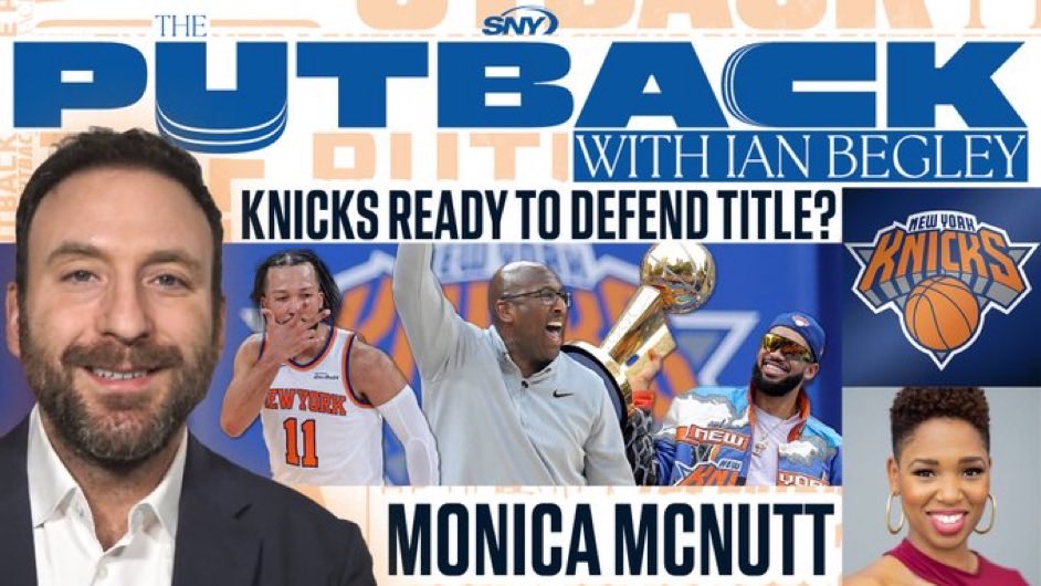 IanBegley's tweet photo. The Putback is back and we can’t wait to talk Knicks/NBA with our fantastic guest @McNuttMonica ! We’ll be live at 1:30p on SNY’s YouTube page and all of its other social media platforms: https://t.co/7m1JkGzcdZ