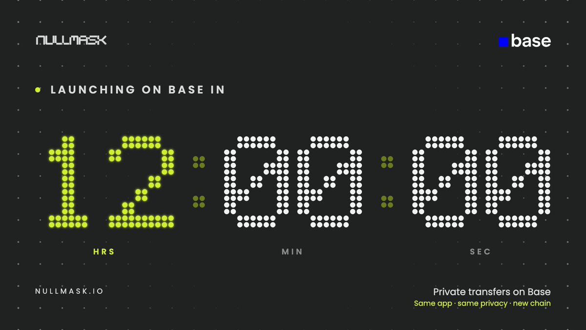NullMaskio's tweet photo. Private transfers go live on @base tomorrow. https://t.co/5rn5OHC69K