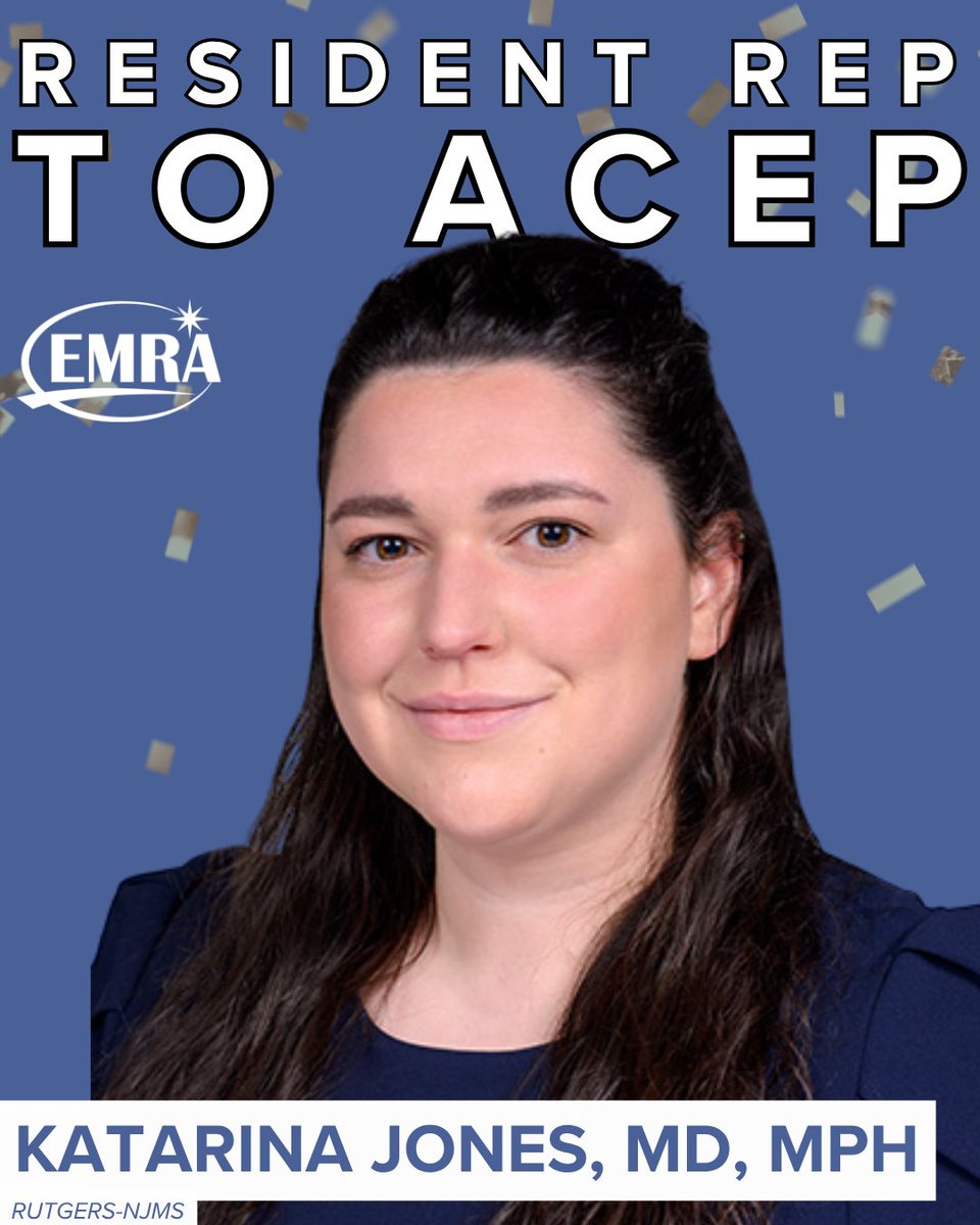 emresidents's tweet photo. 📢 Congratulations to Katarina Jones, MD, MPH – @RutgersU elected as EMRA Representative to ACEP! 

She'll represent resident voices at the national level, making sure trainee perspectives shape decisions.

@ACEPNation

#EMRA #Leadership #EMBound #ResidentRepresentative https://t.co/7YmZNzOY8W
