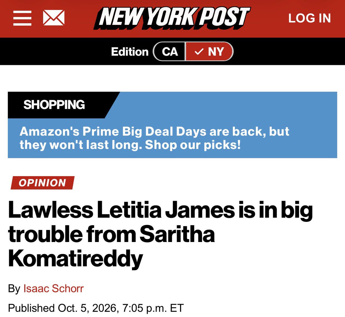 sarithaforny's tweet photo. “For the last eight years, we’ve had an attorney general who is more focused on national politics and burnishing her own brand and celebrity, and that has not served New Yorkers,” says the Republican nominee for James’ office. “We’re all less safe because of it. She’s neglected New York.”