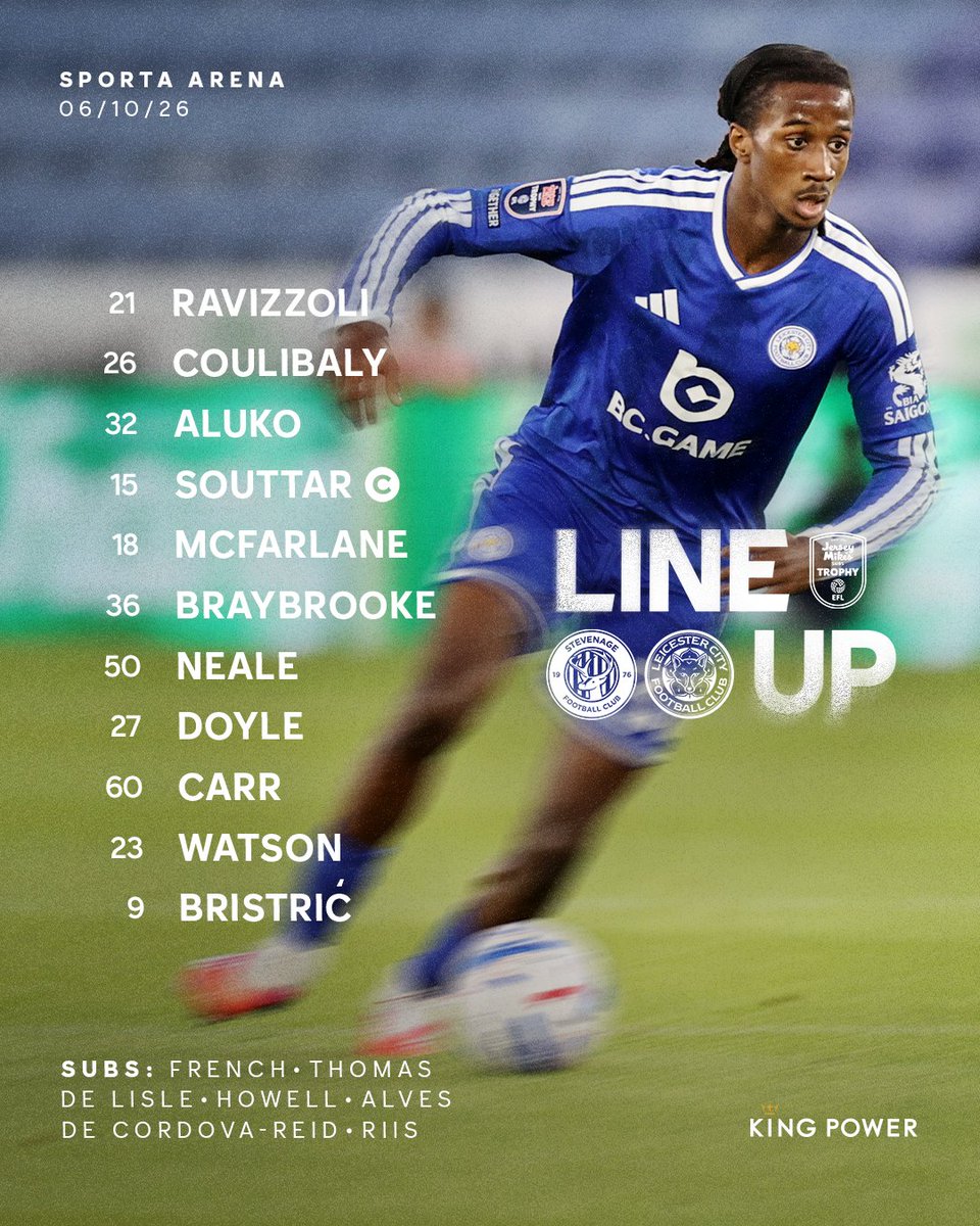 LCFC's tweet photo. Our XI in Stevenage 🦊
#STELEI https://t.co/u3DUuo2GsG