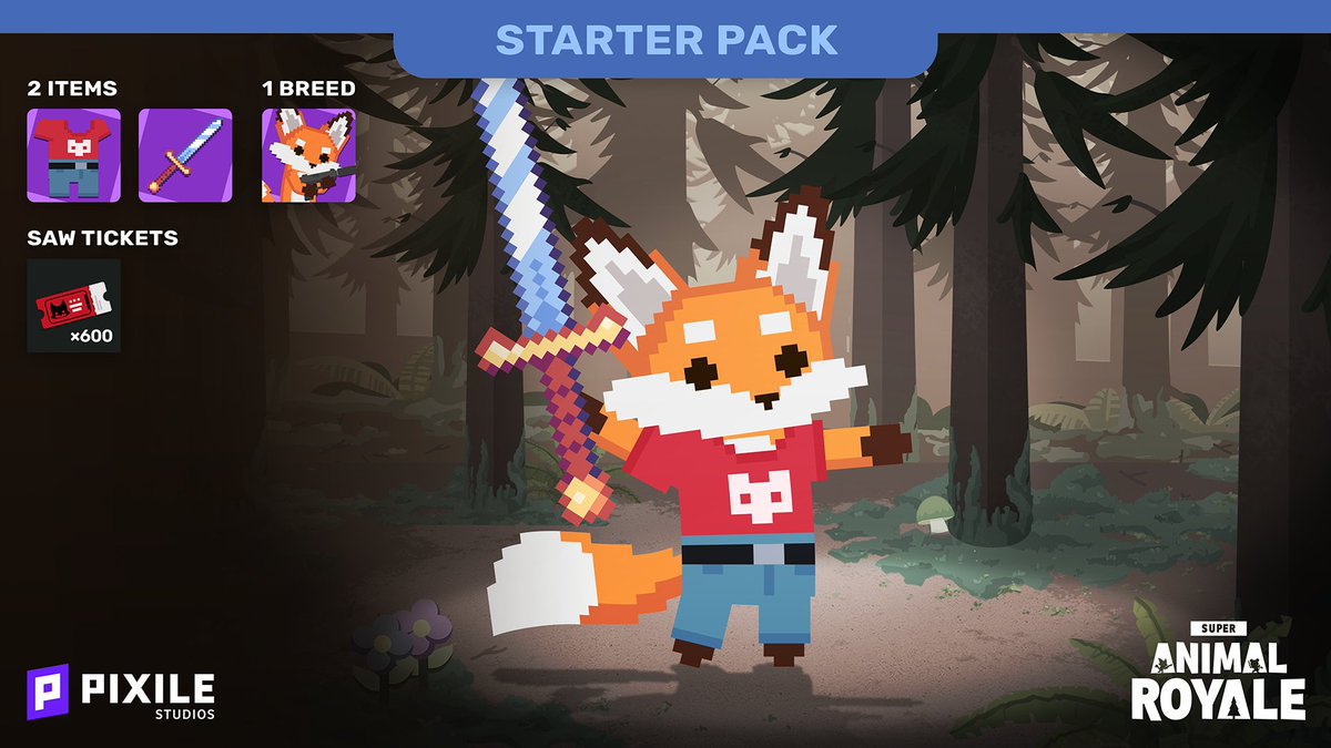 AnimalRoyale's tweet photo. Super Animals, now in lower resolution

The Pixelated Starter Pack arrives October 13th https://t.co/6ptqfwqzWH