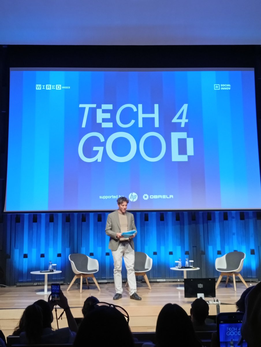 froufrouni's tweet photo. Στην ημερίδα  #Tech4Good του #WIRED_Greece, σε συνεργασία με τη #Socialinnov, για τις ιδέες, τους ανθρώπους και τις τεχνολογίες που επιχειρούν να δώσουν λύσεις στις μεγαλύτερες προκλήσεις της εποχής μας. https://t.co/XsLjl8Pw64