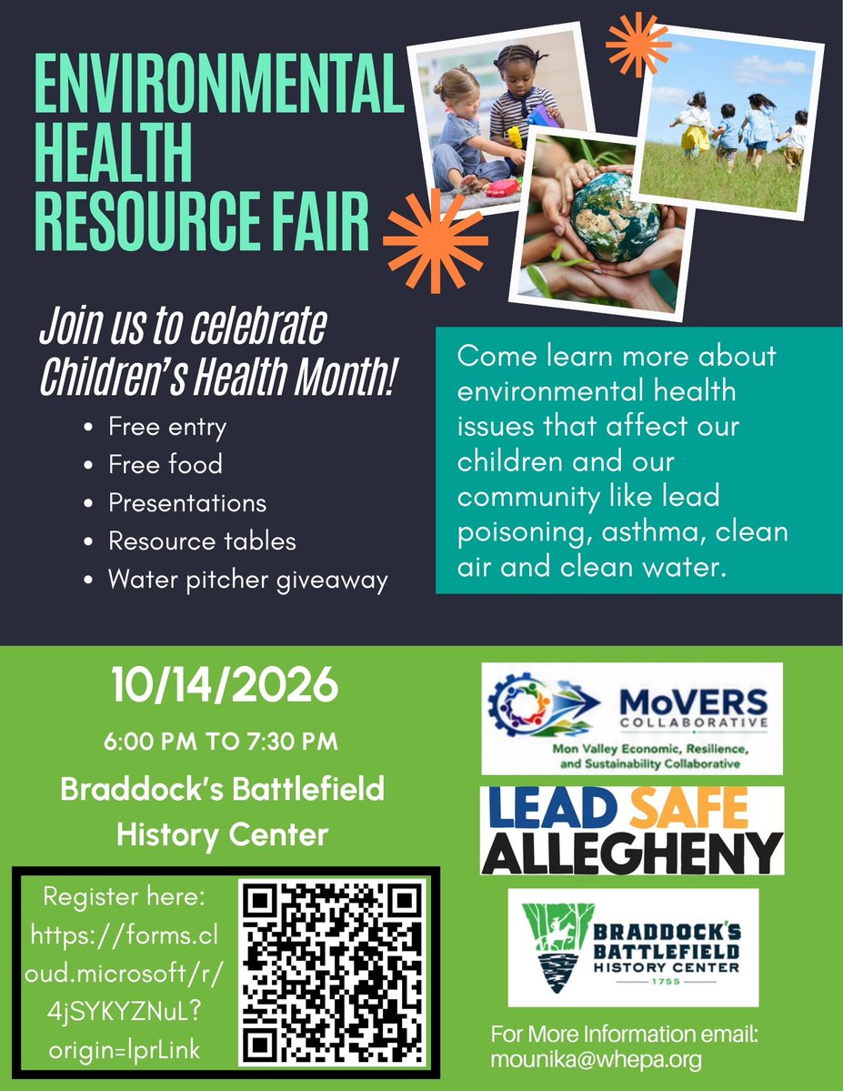 CleanH2OPA's tweet photo. We're joining partners next week in the Mon Valley suburbs of Allegheny County to celebrate Children's #Health Month &amp; raise awareness of #lead hazards, #asthma #cleanair &amp; clean #water. Be sure to come on out! https://t.co/bsKLCkjDBQ