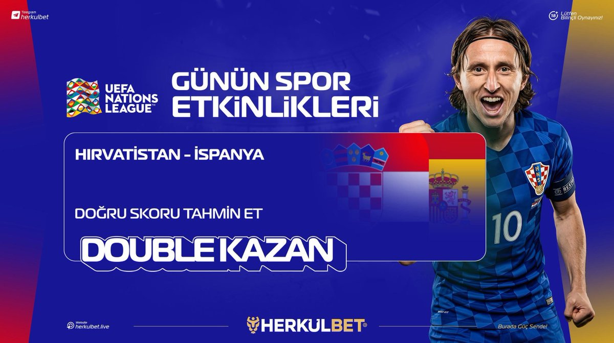herkulgroupp's tweet photo. 𝗗𝗢𝗚̆𝗥𝗨 𝗦𝗞𝗢𝗥𝗨 𝗕𝗜̇𝗟 | 𝗗𝗢𝗨𝗕𝗟𝗘 𝗞𝗔𝗭𝗔𝗡! 

🇭🇷Hırvatistan 🆚  İspanya🇪🇸

Doğru skoru yakala, kazancını 2X’e taşı!

💰 Büyük maç, tek tahmin, çifte kazanç fırsatı.

🥳 10.000 TL’ye kadar ek ödeme fırsatı!

🎟️TAHMİNİNİ YAP, KAZANCINI İKİYE KATLA! https://t.co/ponJRX1DXf