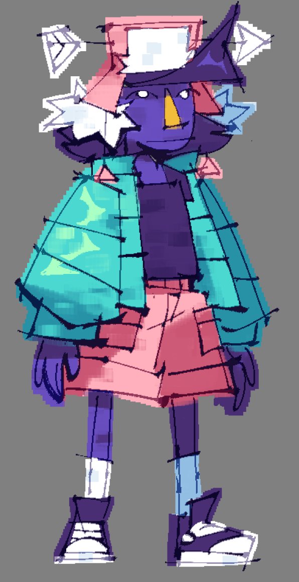 FourTimesCold's tweet photo. i was just messing with things for a game artsyle and this square brush is kinda tuff https://t.co/P0fkTqZAaD