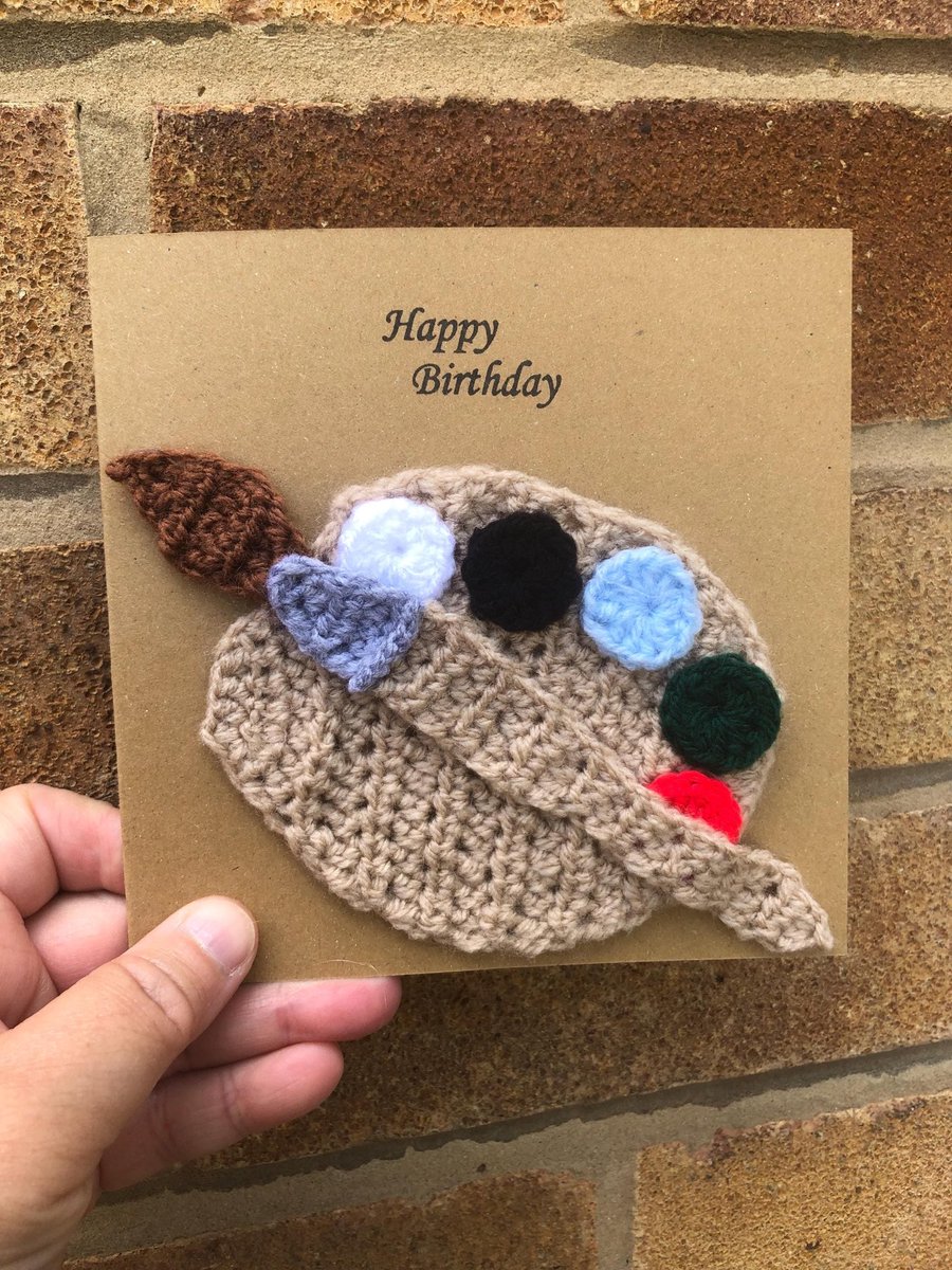 Offthehookhelen's tweet photo. Artist’s palette birthday card - handmade, crochet 

https://t.co/vnSHDaGsoJ

#art #artist #handmade #greetingcards #crafting #crochet #supportsmallbiz https://t.co/wO4gvW1SFn